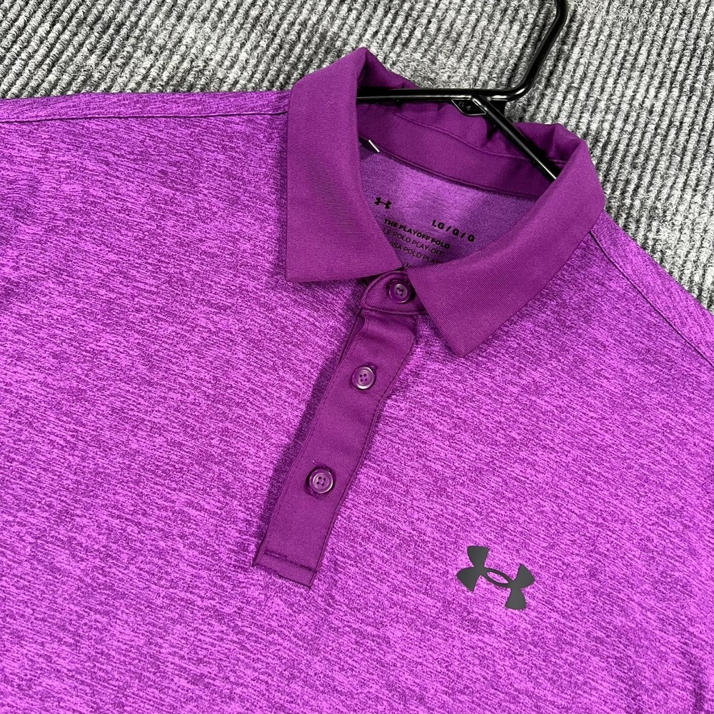 Under Armour Playoff Polo Shirt Mens Large Purple Short Sleeve Golf Outdoor